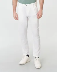 Pantalone chino bianco in misto lino e cotone con pinces