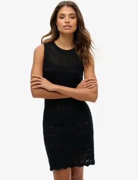 Superdry Damen Häkel-minikleid Black - Größe: 44 - 79.99 - FashionsVida