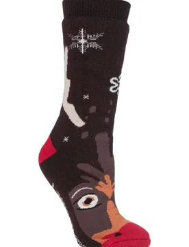 Womens Christmas Non Slip Thermal Slipper Socks - - Size: M - Heat Holders - FashionsVida