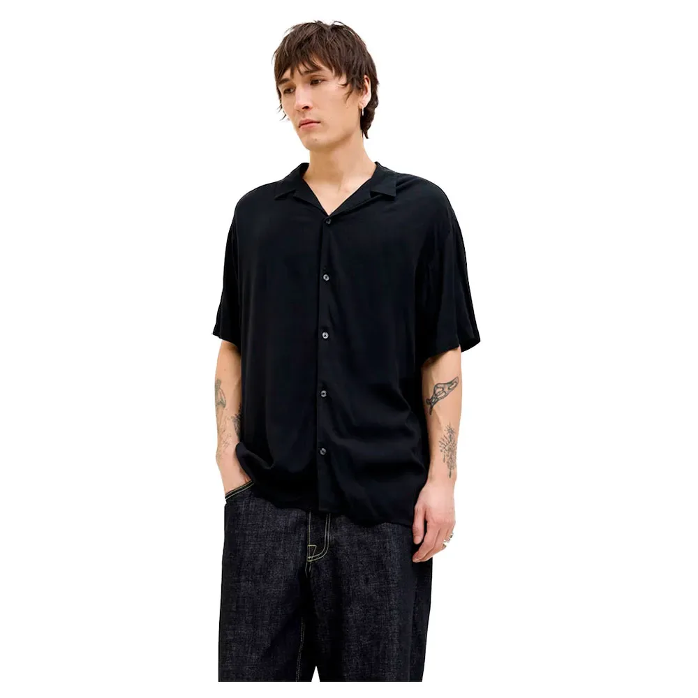Camicia A Maniche Corte Jeff Solid Resort Black 3XL - Jack & jones - FashionsVida