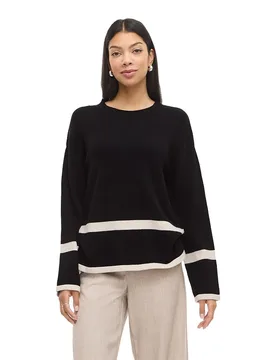 Maglione Ril Black / Stripes Slnm L - Vila - FashionsVida