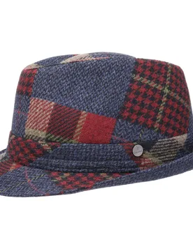 Merino Patchwork Trilby Hat by - blue - Female - Size: L (58-59 cm) - Lierys - FashionsVida