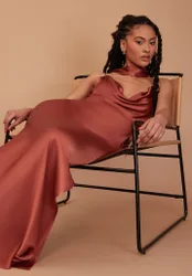 Pollenca Dress in Terracotta Satin - 8