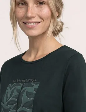 T-Shirt mit Rundhals und Blätter-Artwork female Grün - Street One - FashionsVida
