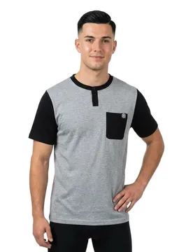 T-shirt à Manches Courtes Btg Label Henley Top Heather Grey M