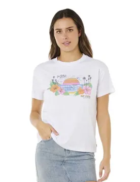 T-shirt à Manches Courtes Sun Rays Cropped Optical White S