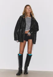 Oversize-Kunstlederjacke Schwarz XL