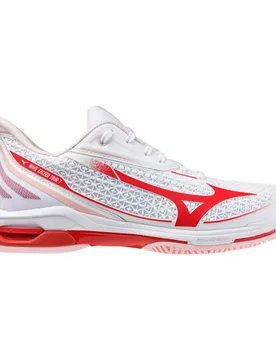 Wave Exceed Tour 7 Ac All Court Shoes White / Fiery Red / Pinkesque UK 6.5 - Mizuno - FashionsVida