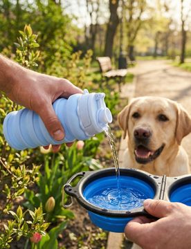 Borraccia da viaggio pieghevole per animali - blu pallido