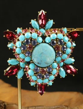 Medieval Brooch Court Style Turquoise Inlaid Zircon Brooch Personalized Fashion Light Luxury Versatile Elegant Niche Pin - Aliexpress - FashionsVida