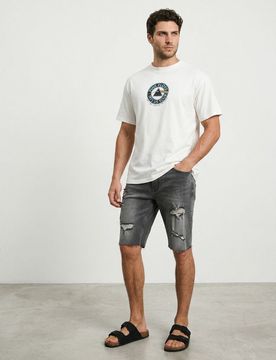 T-shirt in cotone comfort fit con stampa Pink Floyd - panna