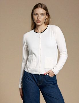 Cardigan con miscela di lana e viscosa - bianco
