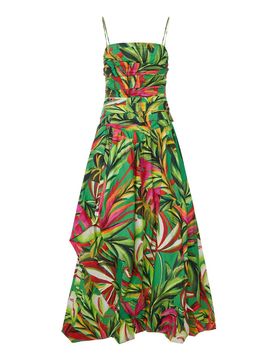 Abito lungo tropicale con spalline sottili