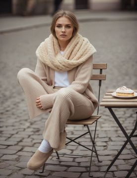 Scaldacollo con motivo strutturato - beige