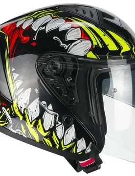 Casco Moto Jet 127X DEEP FREAKER Nero Giallo fluo taglia XL - Cgm - FashionsVida
