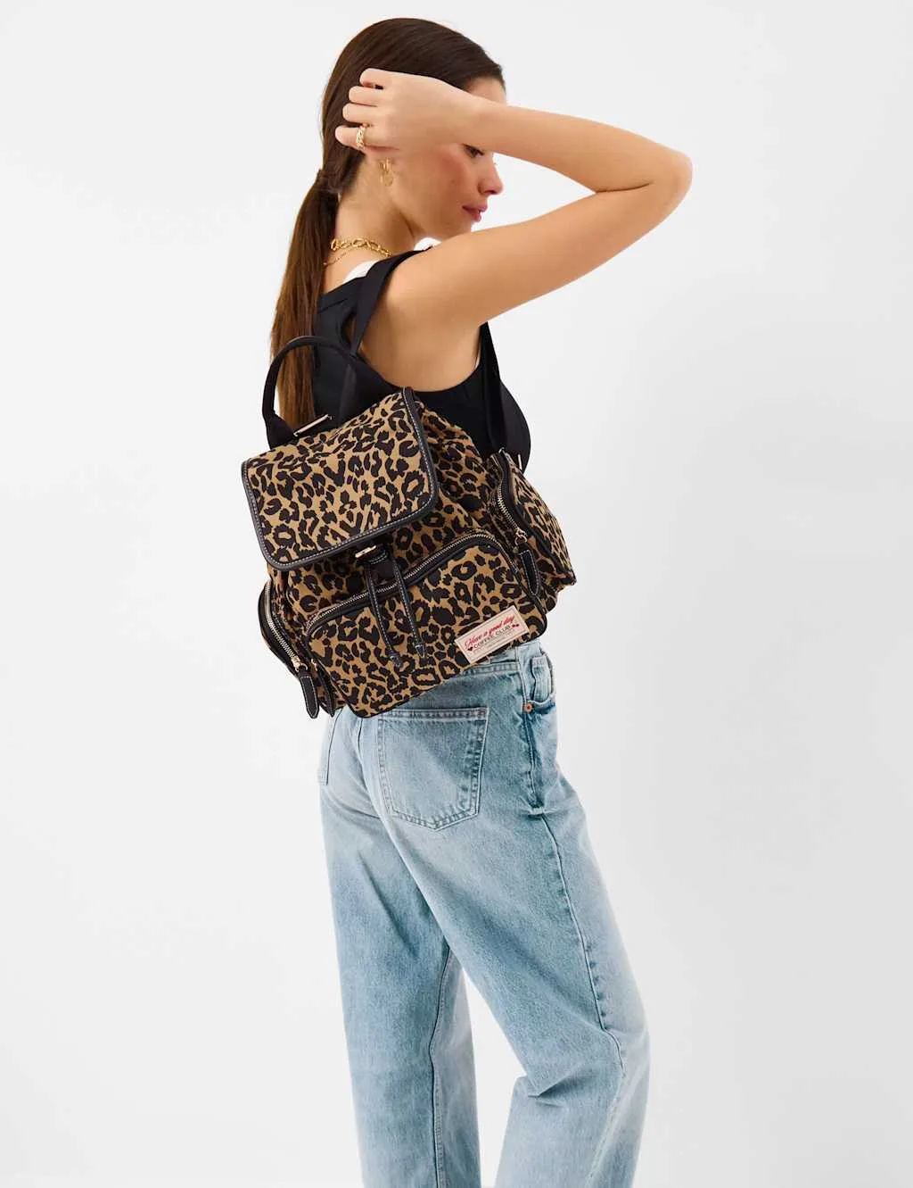 Canvas Leopard Print Backpack Brown Mix female - Accessorize - FashionsVida