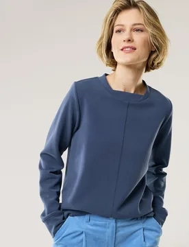 Edelbasic Sweatshirt, noch offen: Größenlauf, Farbe Blau, 36, weicher Modal-/Baumwollmix hautsympathisch Damen - Walbusch - FashionsVida