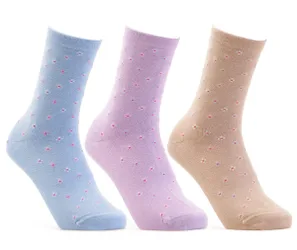 Women's Cotton‑rich Seam‑free Patterned Socks - Mixed Pastels - Size: S