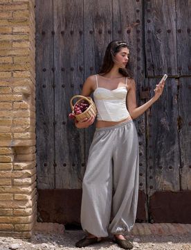 Jacquard-Korsett-Top mit Trägern Ecru S