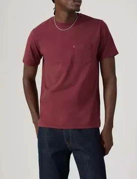 T-shirt mezza manica Levi's bordeaux con taschino al petto - Levis - FashionsVida