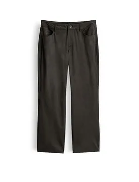 Pantaloni effetto pelle Straight Fit 7/8 CARILE VELOURS verde scuro 42 - someday - FashionsVida