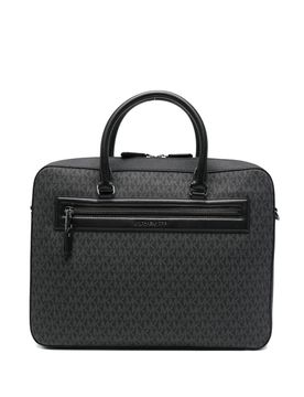 Logo Print Top Handle Bag with Adjustable Shoulder Strap