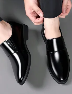 Zapatos sin cordones para hombre, zapatos de vestir Oxford Derby de negocios casuales premium, zapatos de fiesta de cuero PU de moda, adecuados para t - Shein - FashionsVida
