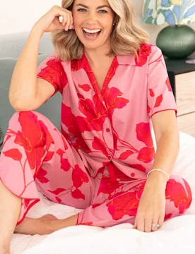 Cotton Modal Floral Pyjama Bottoms Pink female - Cyberjammies - FashionsVida