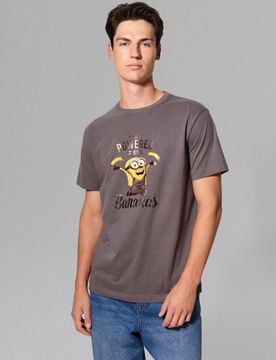 T-shirt in cotone con stampa Minions - grigio scuro