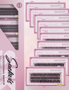 Sackvis 10 Cajas de Racimos de Pestañas 10D 20D 30D 40D D-Curl, Extensiones de Pestañas para Maquillaje de Ojos DIY, Set Individual, Pestañas Segme - Shein - FashionsVida