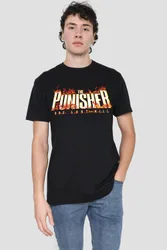 Unisex Disney Punisher One Last Kill Burning Logo T-Shirt, Black Size: 2XL - Black - Size: 2XL