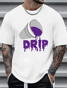 With Purple Liquid Drip Print & DRIP Text pattern design-100% cotton summer O-neck short sleeve casual printed men's T-shirt - Aliexpress - FashionsVida