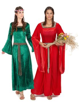 Mittelalter-Paarkostüm für Damen Fasching grün-rot - female