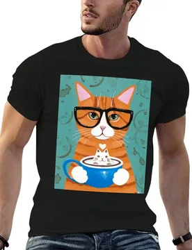 Ginger Kitty Catppuccino T-Shirt man t shirts cotton man graphic t shirt t shirt man plain T-Shirt - Aliexpress - FashionsVida