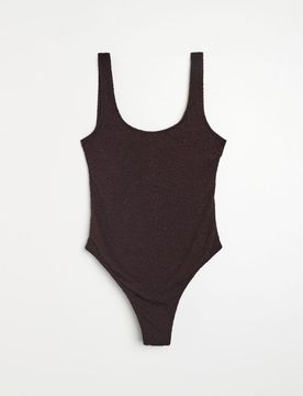Costume da bagno intero strutturato - marrone scuro
