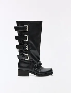 Bottines Biker 40 Noir - Bershka - FashionsVida