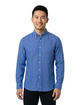 Hyeres Long Sleeve Shirt Federal Blue S Men - Sea Ranch - FashionsVida
