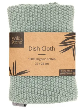 Organic Cotton Dish Cloth - Moss Green - Wild & Stone - FashionsVida