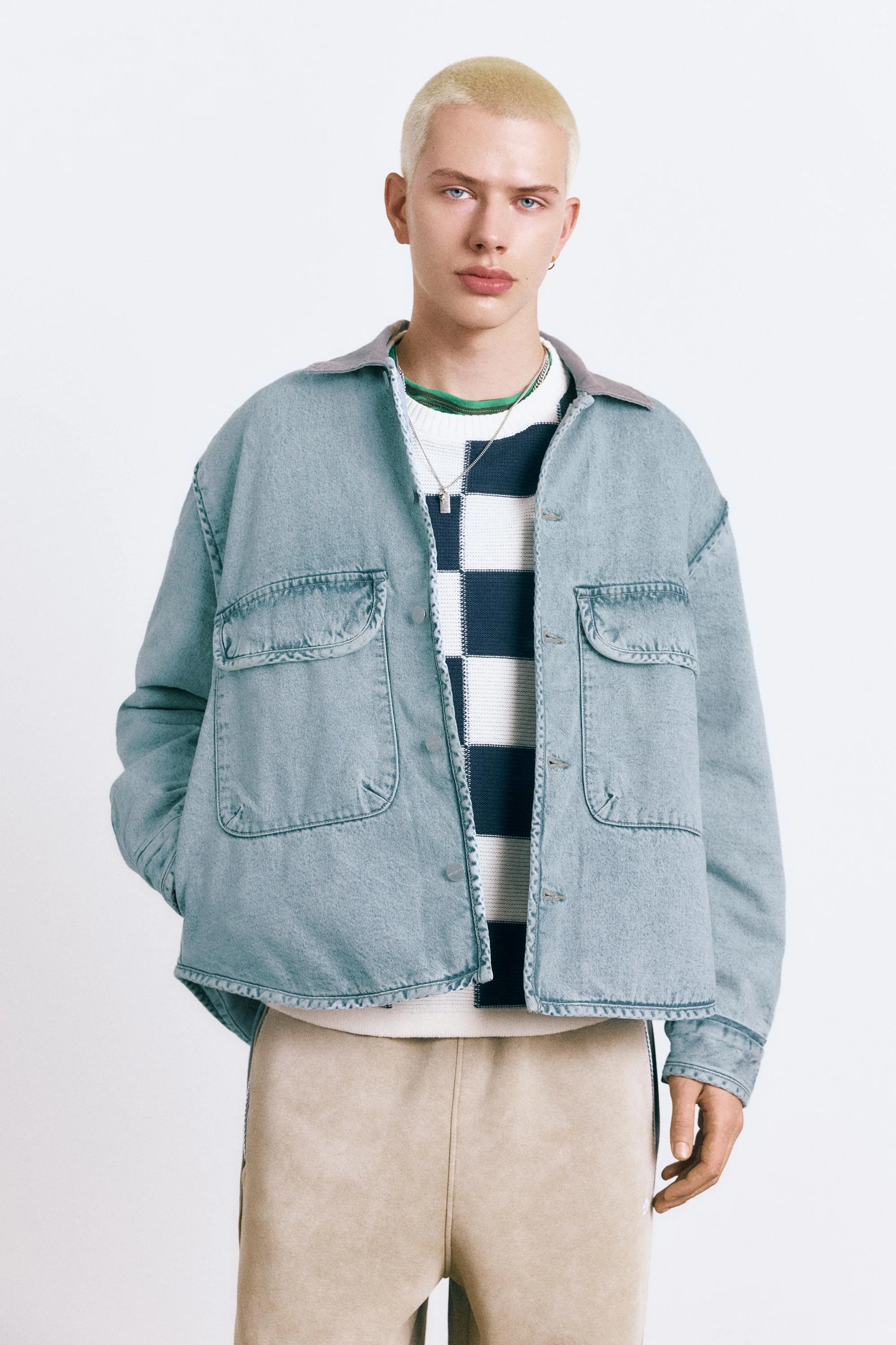 Denim Jacket With Contrast Collar (Size: ) - Pull&bear - FashionsVida