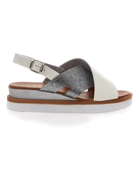 Sandali Bianchi e Argento Con Platform 3004 39 - PLOCADI - FashionsVida