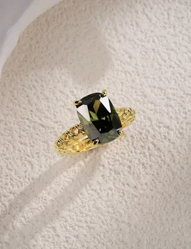 Fashionable Green Gemstone Square Four Claw Women's Ring Elegant Cross Adjustable Bracelet - Aliexpress - FashionsVida