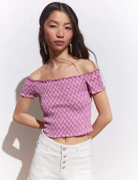 Top de manga corta estampada de mujer - Green Coast - FashionsVida