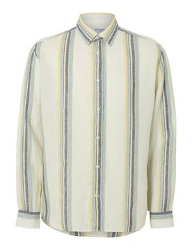 Reg kylian linen ls shirt - egret/multi stripe