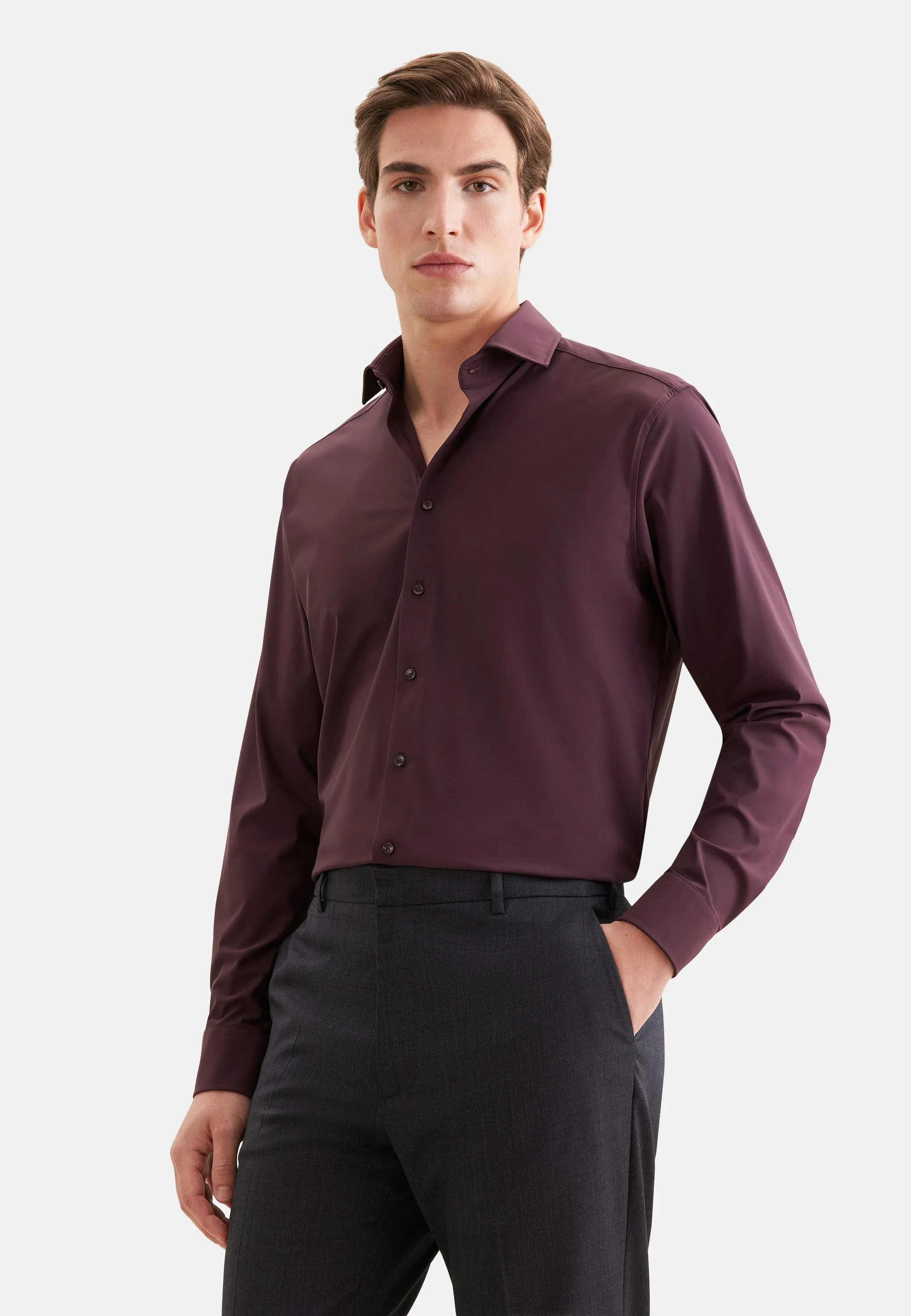Regular Performance-Hemd Uni Rot 40 - Seidensticker - FashionsVida
