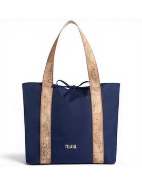 Borsa Shopping Reversibile Double Side Donna Blu Notte e Geo Classic