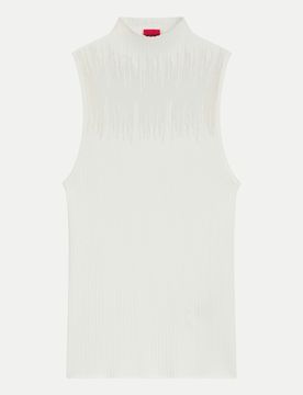 HUGO Gestricktes Top mit transparenter Partie Weiß L