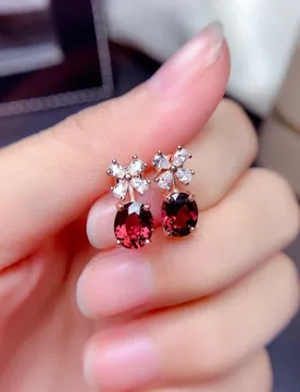 New Red Tourmaline Gemstone Short for Women 18K Rose Gold Plated Elegant Stud Earrings - Aliexpress - FashionsVida