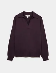 Pure Cashmere Relaxed Fit Knitted Top Dark Aubergine female