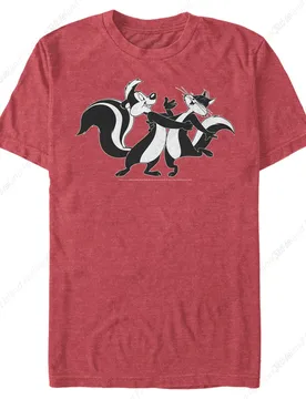 Men's Looney Tunes Pepé Le Pew and Penelope Dancing T-Shirt - Red - Aliexpress - FashionsVida