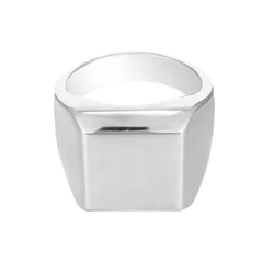 Unisex Sterling Silver Domed Square Signet Ring - Size R